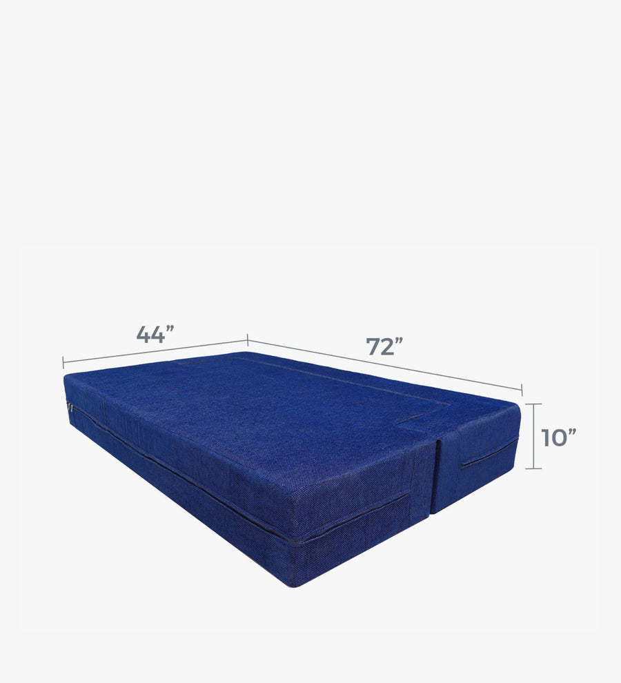 Martin Fabric 3 Seater Foldable Sofa Bed In Denim Blue Colour - Febonic Living