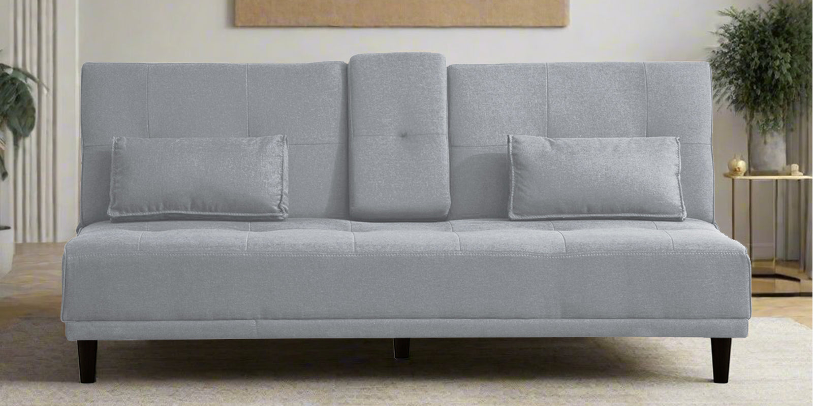 Jerry Fabric 3 Seater Convertible Sofa Cum Bed in Lit Gray Colour