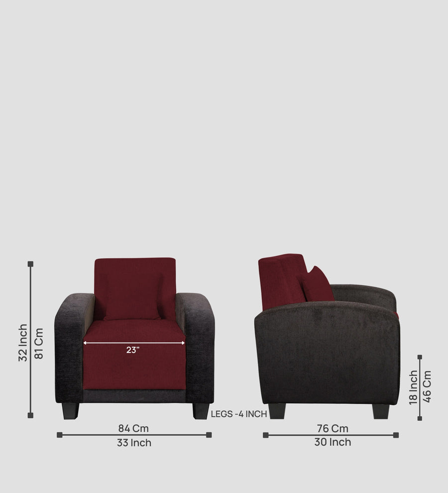 Alex Fabric 1 Seater Sofa In Blood Maroon Colour - Febonic Living