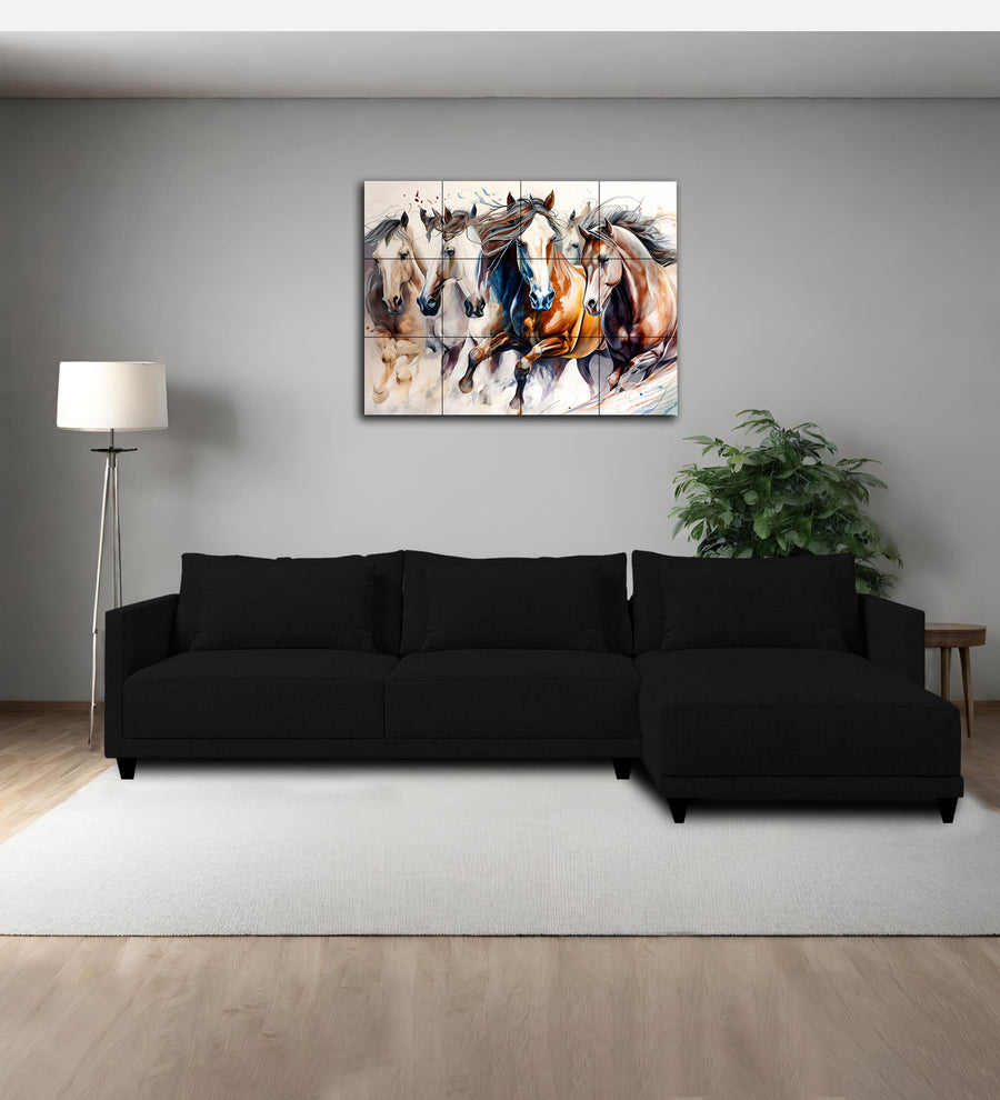 Kera  LHS  (3+Lounger) Fabric Sectional Sofa - Zed Black by Febonic Living