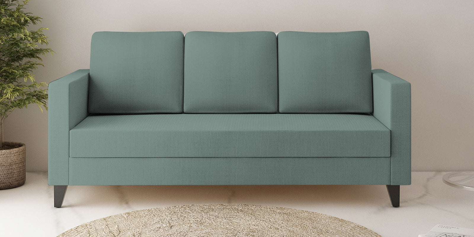 Nori Fabric 3 Seater Sofa In Suka Blue Colour