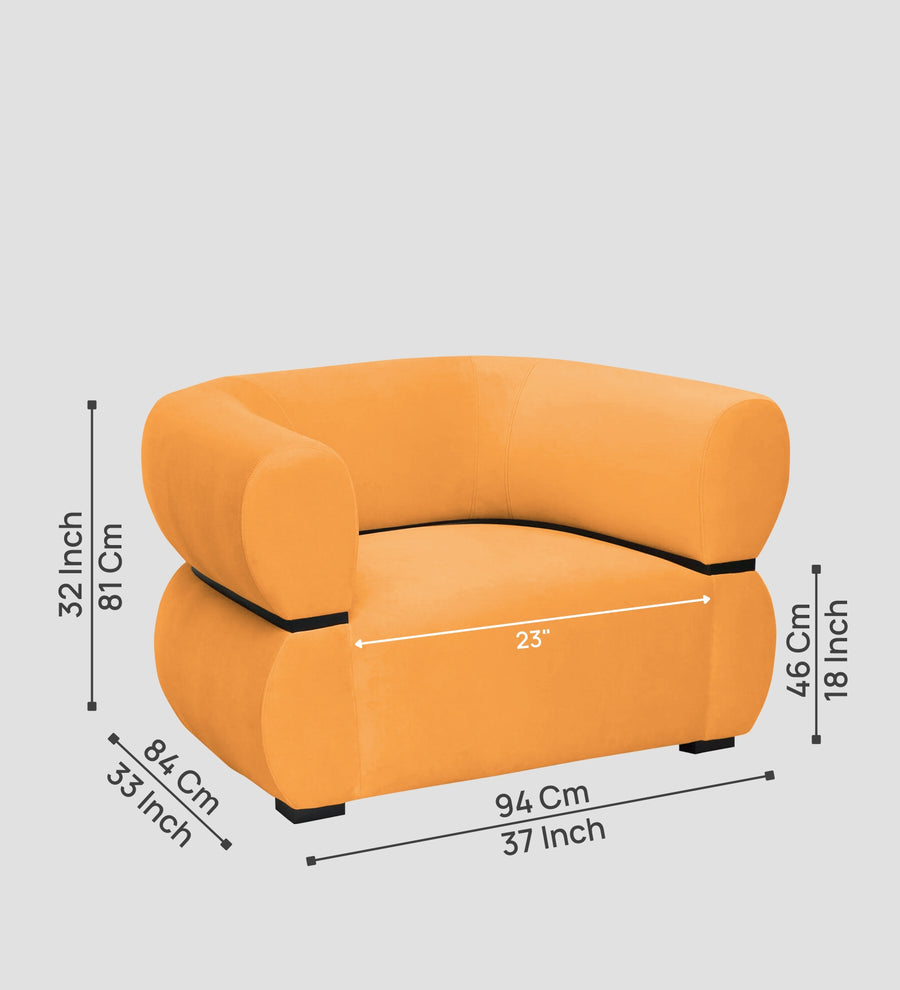 Kula Velvet 1 Seater Sofa In Tangerine Orange Colour - Febonic Living