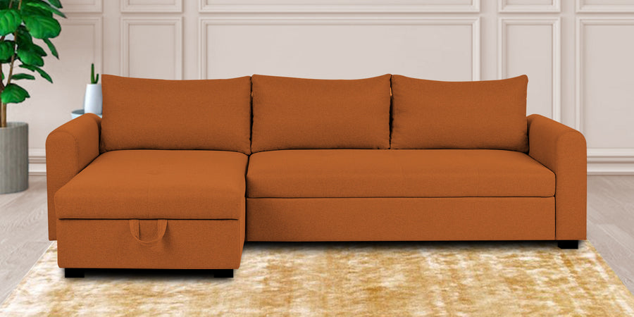 Sigma Fabric Rhs Sectional Sofa 3 Lounger In Vivid Orange Colour - Febonic Living