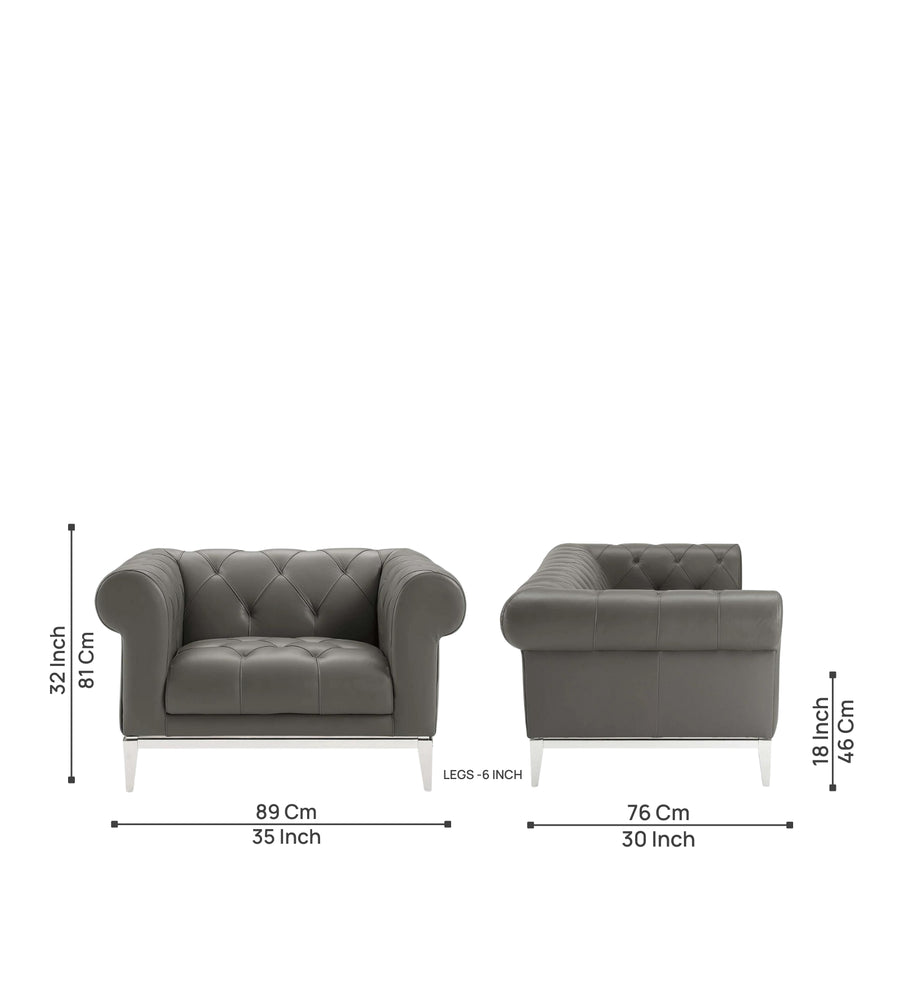 Mickey Leatherette 1 Seater Sofa In Light Grey Colour - Febonic Living