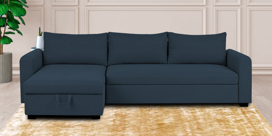 Sigma Fabric Rhs Sectional Sofa 3 Lounger In Denim Blue Colour - Febonic Living