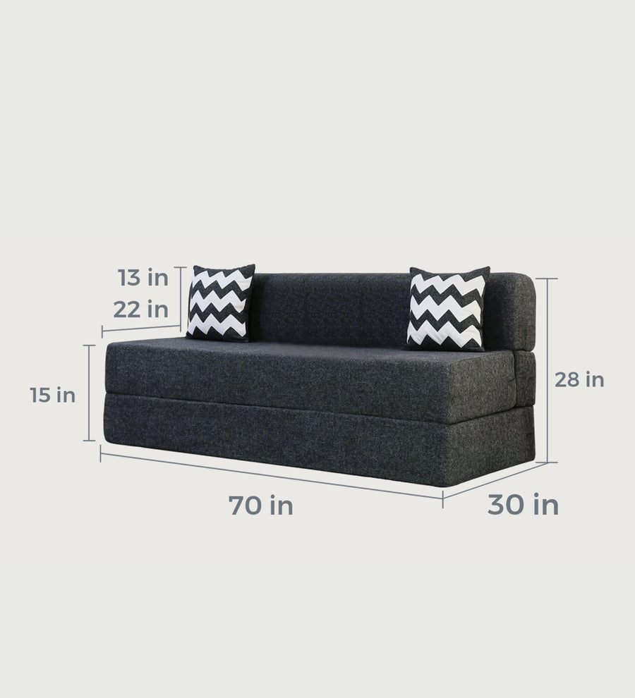 Betty Fabric 3 Seater Foldable Sofa Bed In Maba Grey Colour - Febonic Living