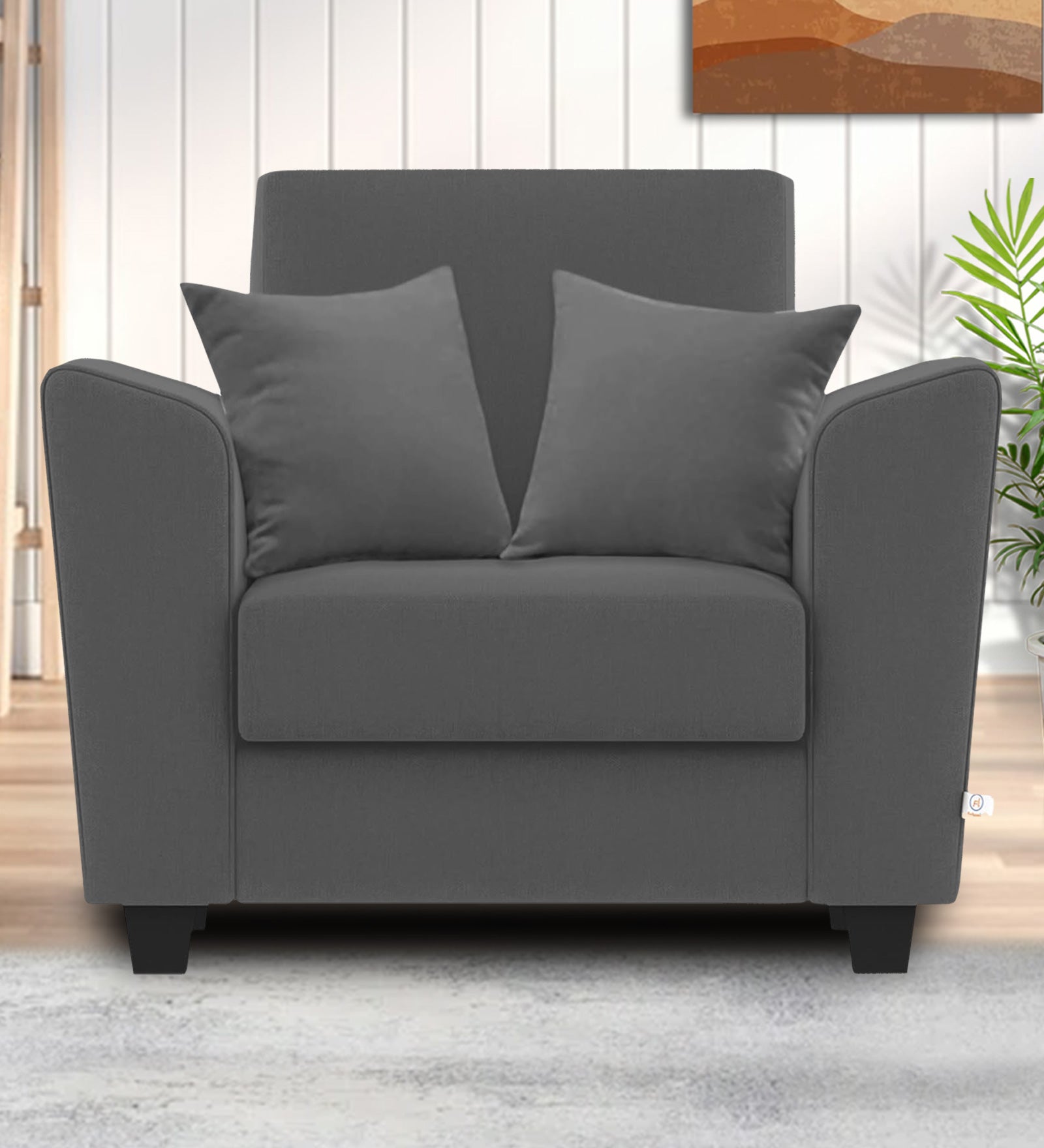 Daku Fabric 1 Seater Sofa in charcoal grey Colour