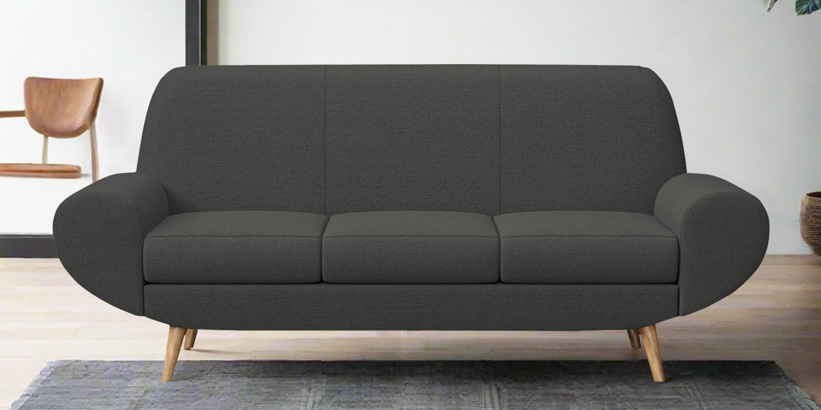 Jessy Fabric 3 Seater Sofa in Charcoal Grey Colour