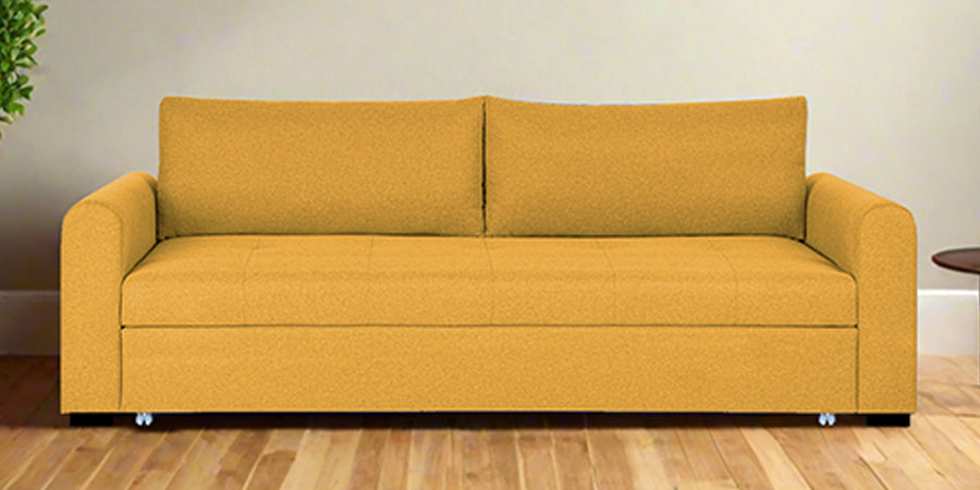 Sigma Fabric 3 Seater Pull Out Sofa Cum Bed In Bold Yellow Colour - Febonic Living