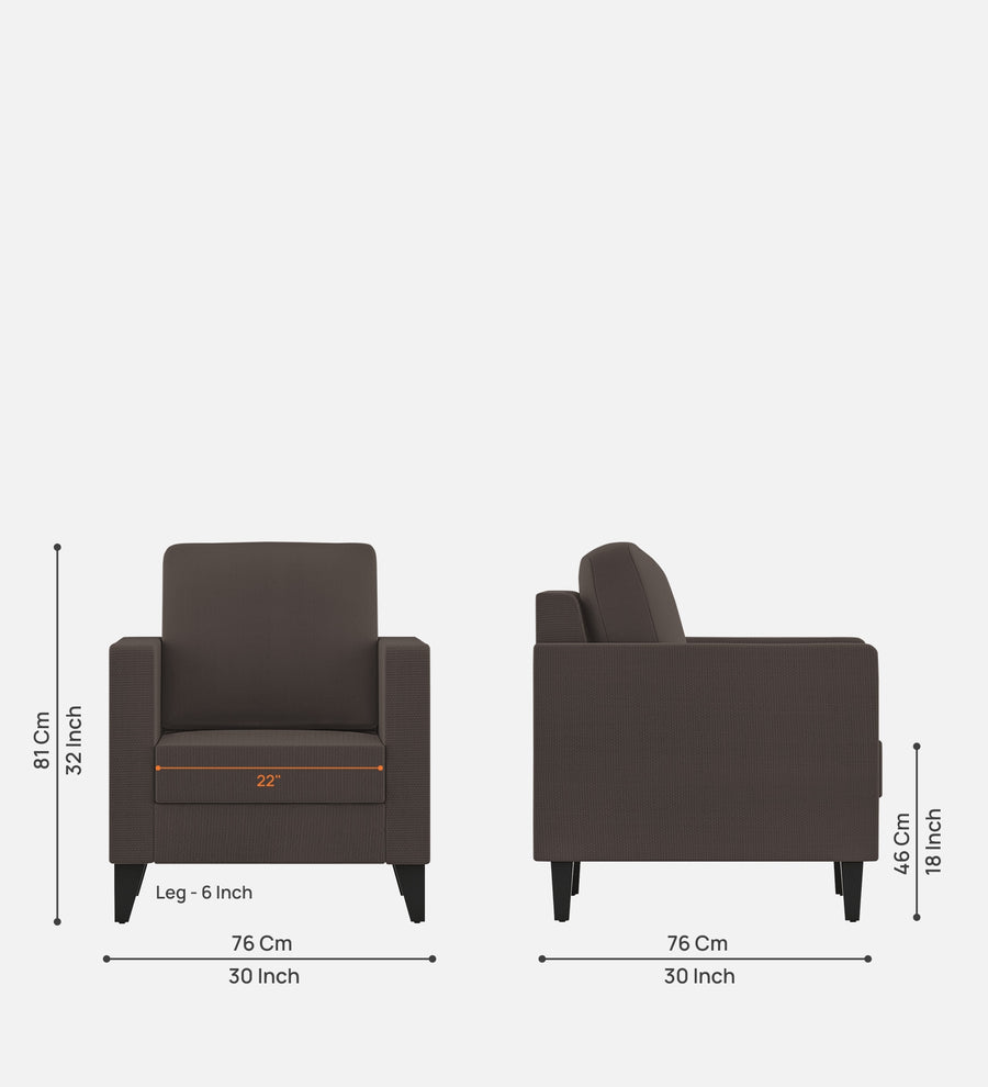 Nori Fabric 1 Seater Sofa In Caspa Brown Colour - Febonic Living