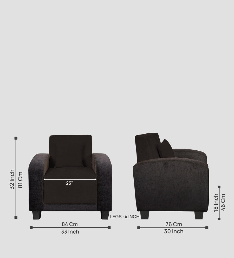 Alex Fabric 1 Seater Sofa In Cara Brown Colour - Febonic Living