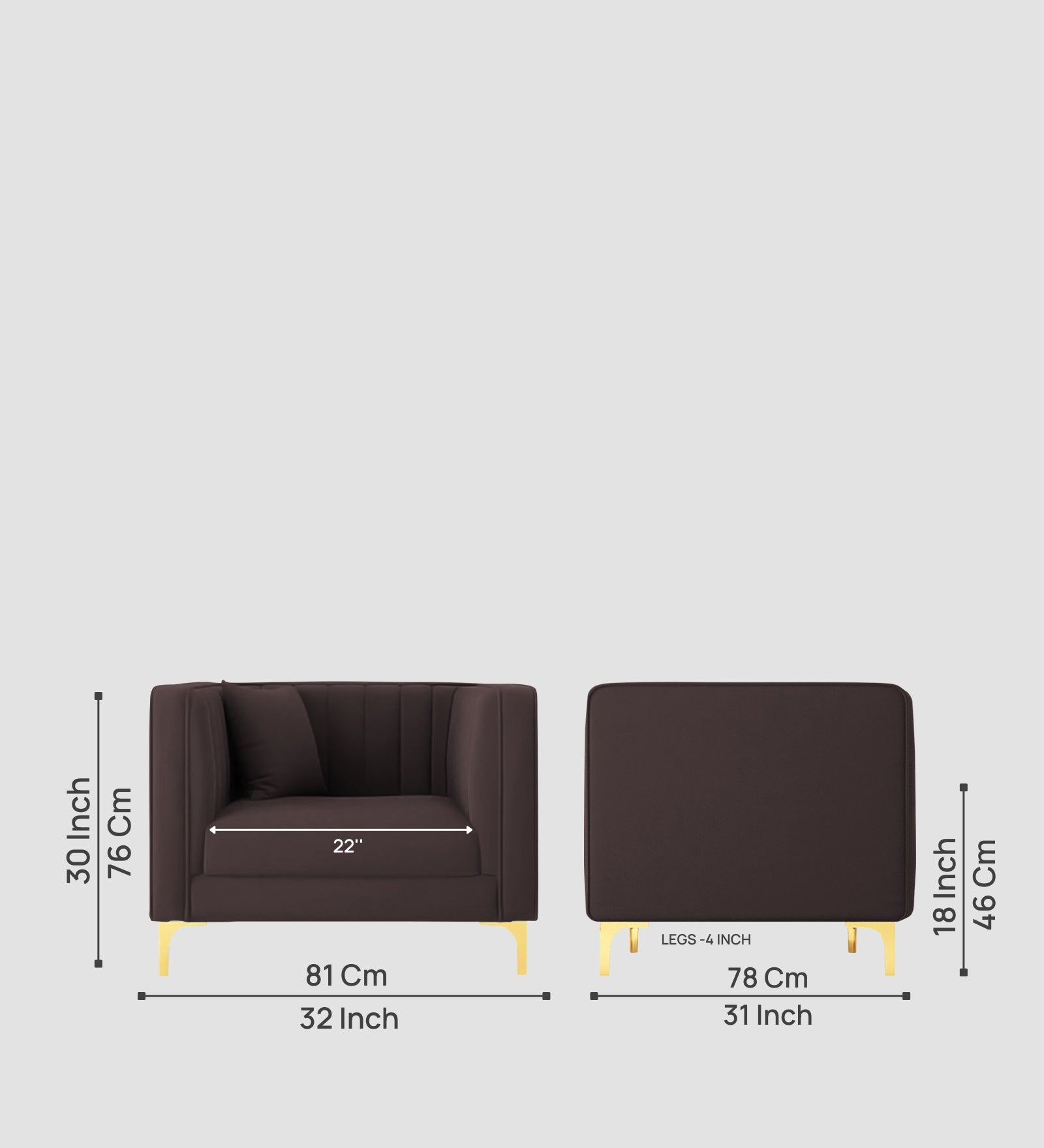 Saban Velvet 1 Seater Sofa in Mocha Brown Colour - Febonic Living