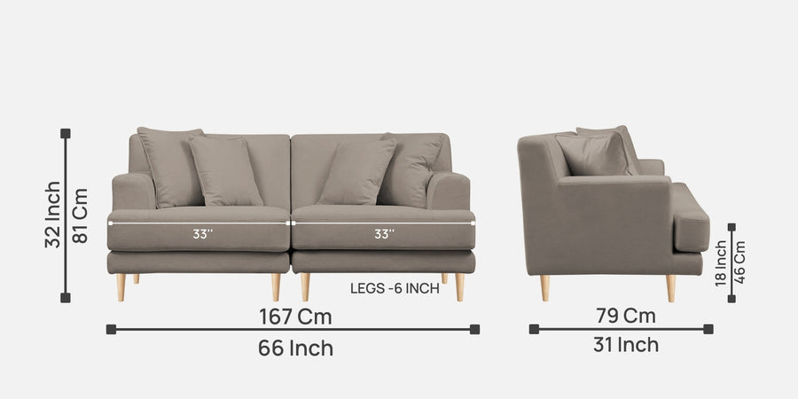 Woody Fabric 2 Seater Sofa In Oat Beige Colour - Febonic Living