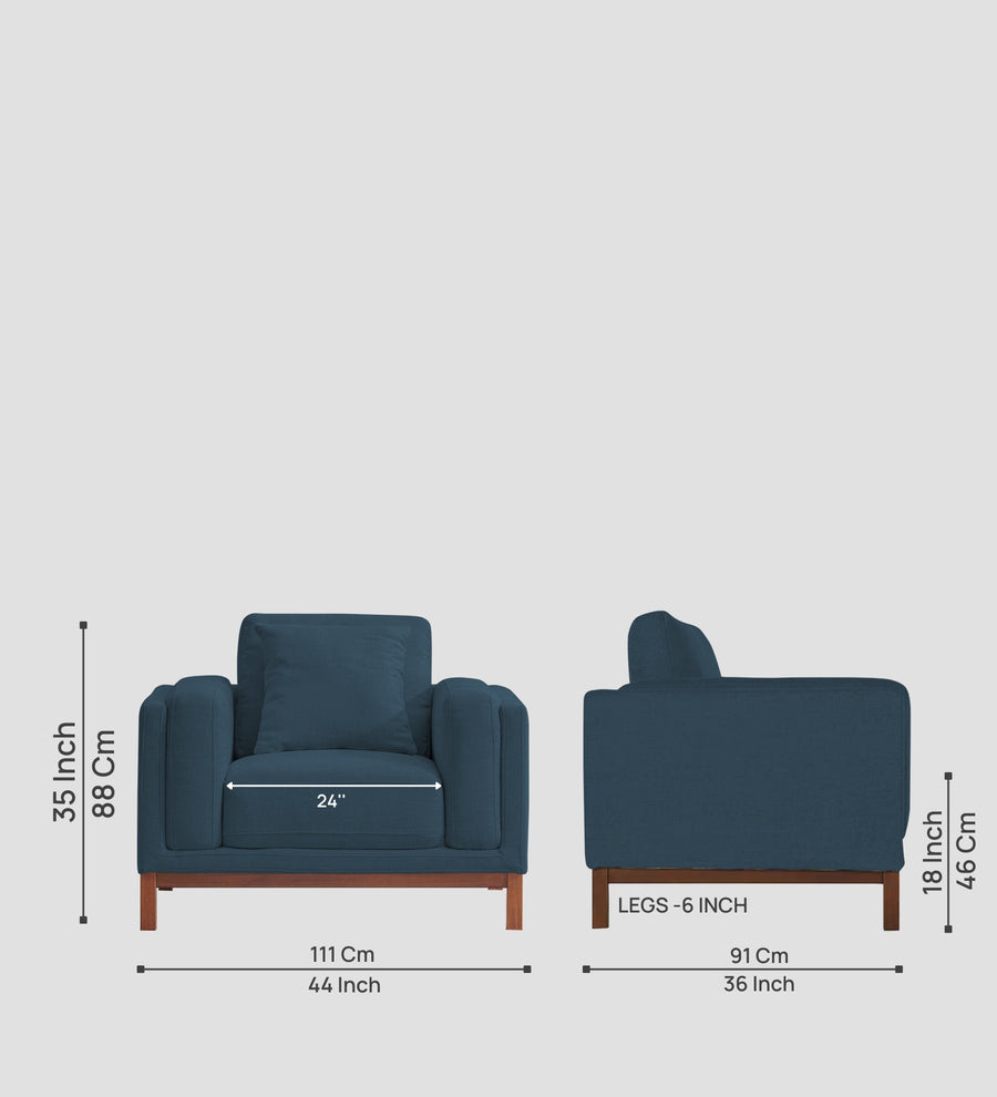 Borry Fabric 1 Seater Sofa In Cool Blue Colour - Febonic Living