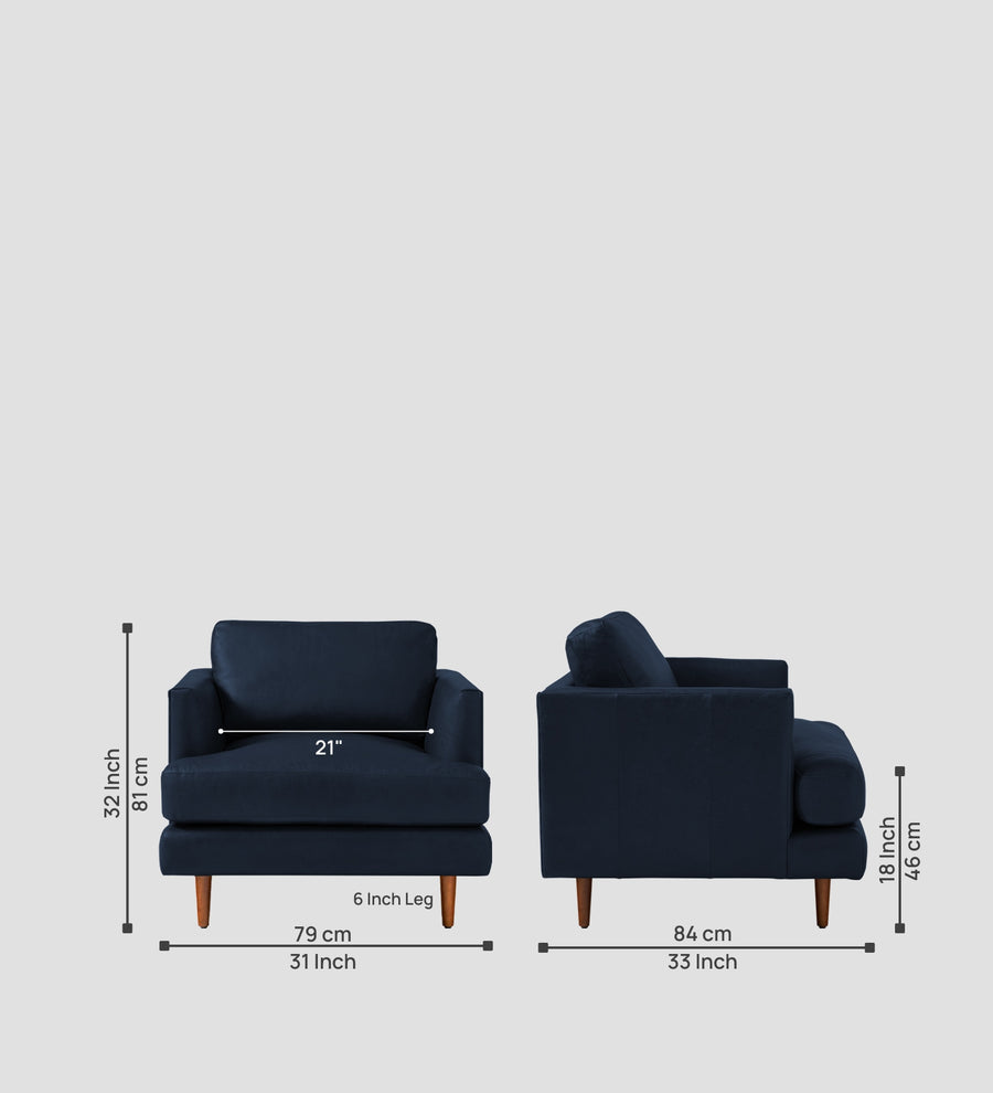 Sterio Leatherette 1 Seater Sofa In Berry Blue Colour - Febonic Living