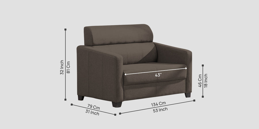 Devo Fabric 2 Seater Sofa In Caspa Brown Colour - Febonic Living