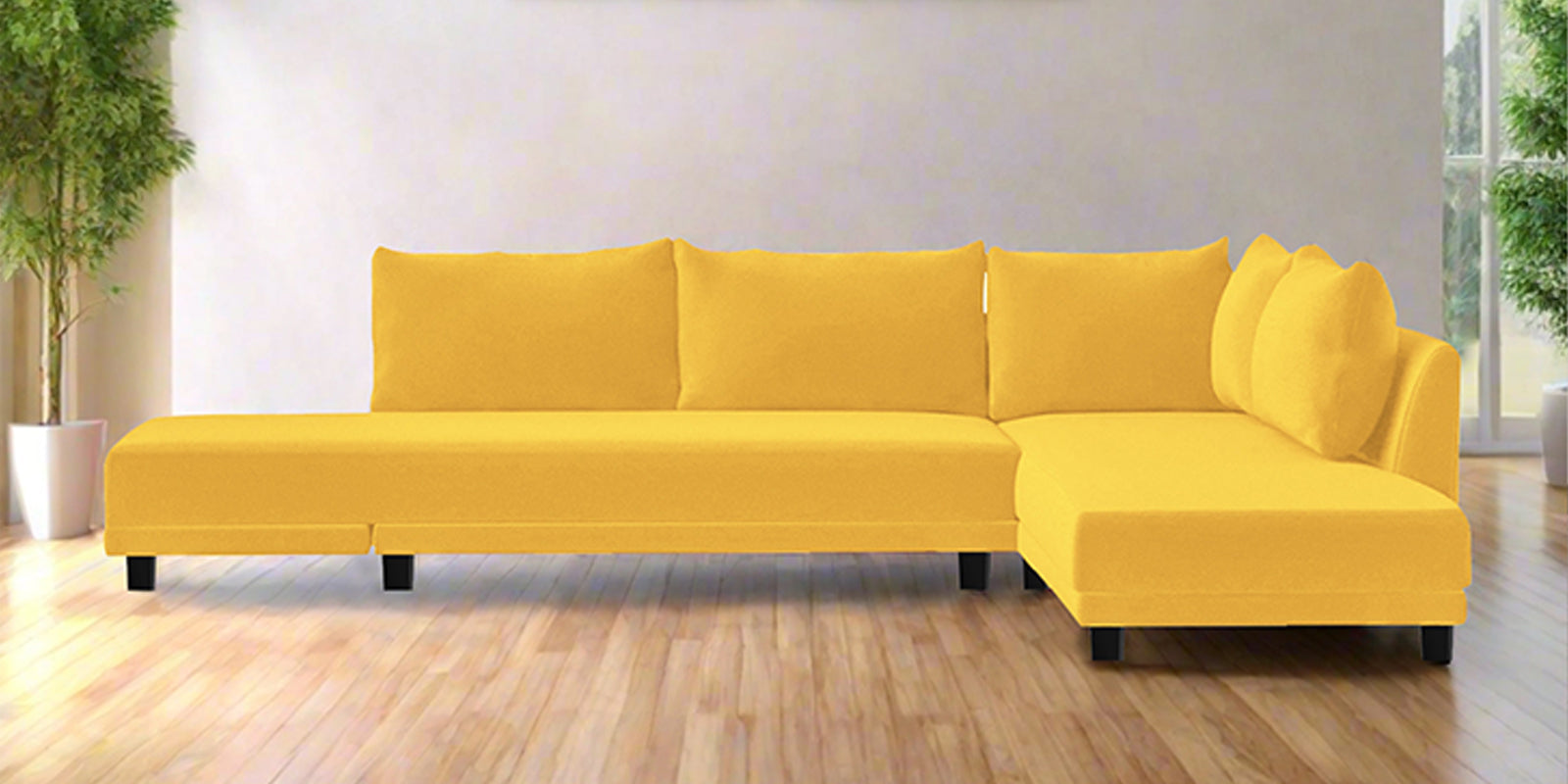 Ira Fabric LHS 6 Seater Sofa Cum Bed In Bold Yellow Colour