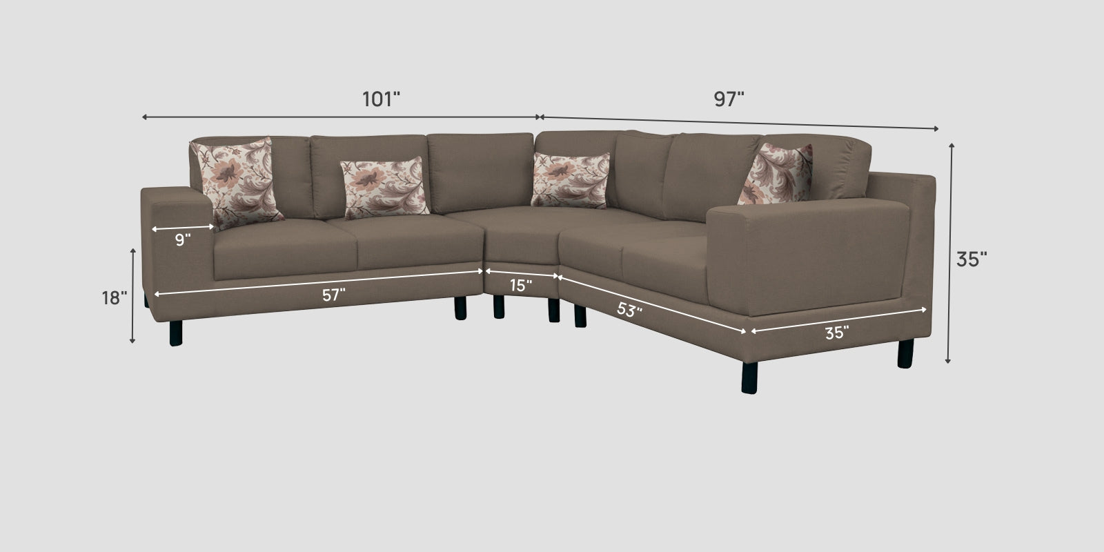 Betty Fabric 6 Seater RHS Corner Sofa In Hazel Beige Colour - Febonic Living