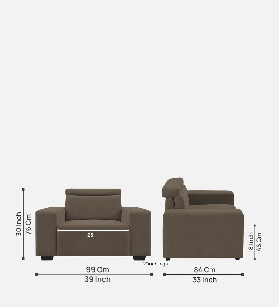 Hiro Fabric 1 Seater Sofa In Broco Dust Colour - Febonic Living