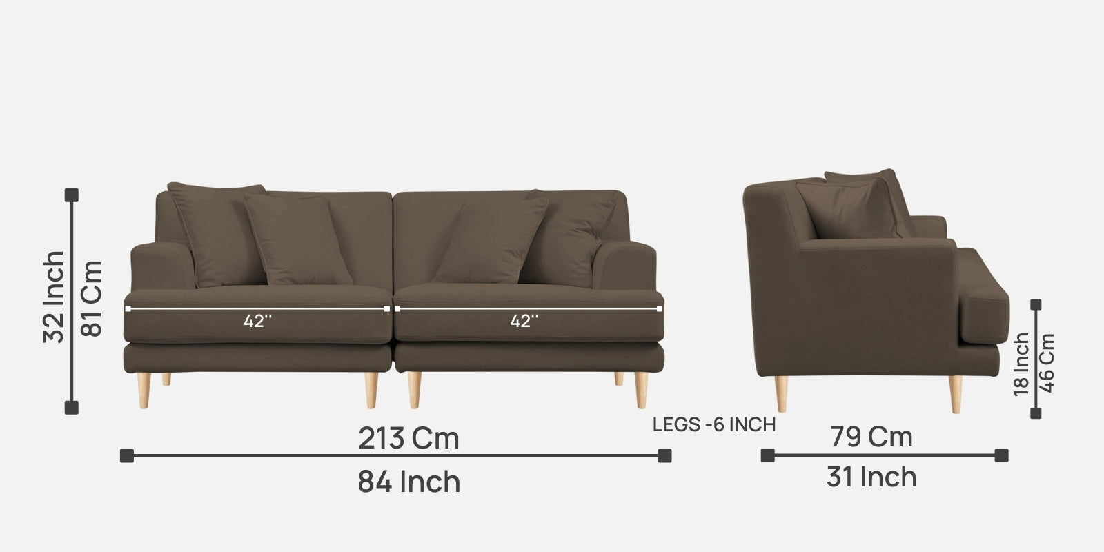 Woody Fabric 3 Seater Sofa in Broco Dust Colour