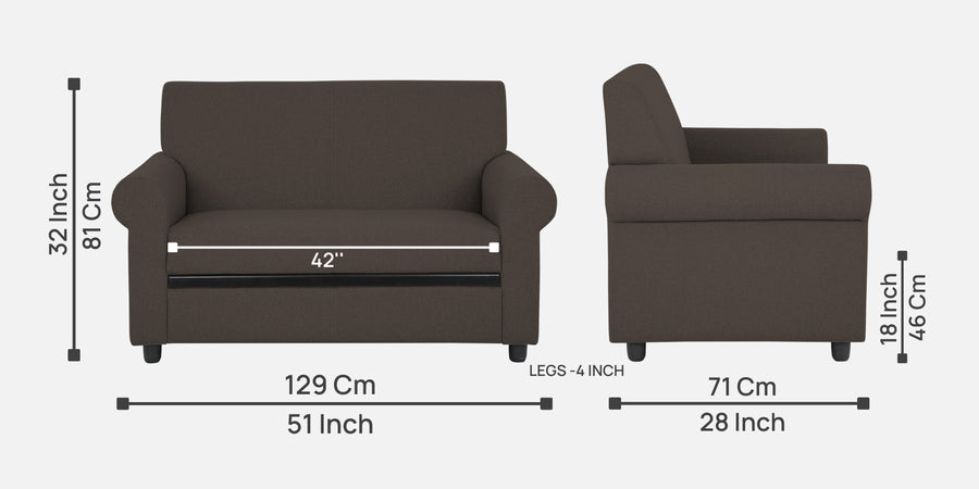 Ribby Fabric 2 Seater Sofa In Caspa Brown Colour - Febonic Living