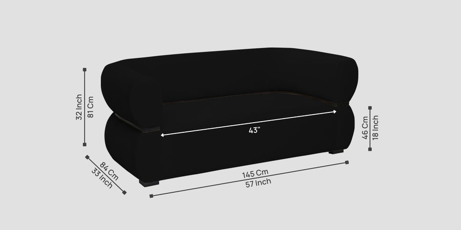 Kula Velvet 2 Seater Sofa In Adam Black Colour - Febonic Living