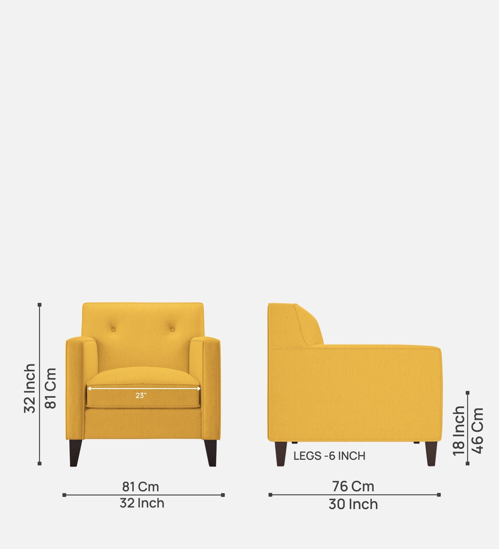 Miller Fabric 1 Seater Sofa in Bold Yellow Colour