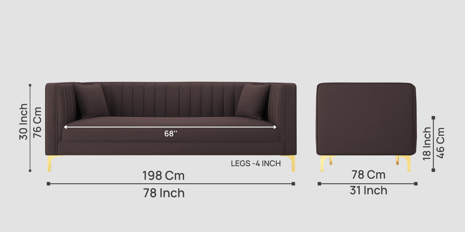 Saban Velvet 3 Seater Sofa in Mocha Brown Colour - Febonic Living