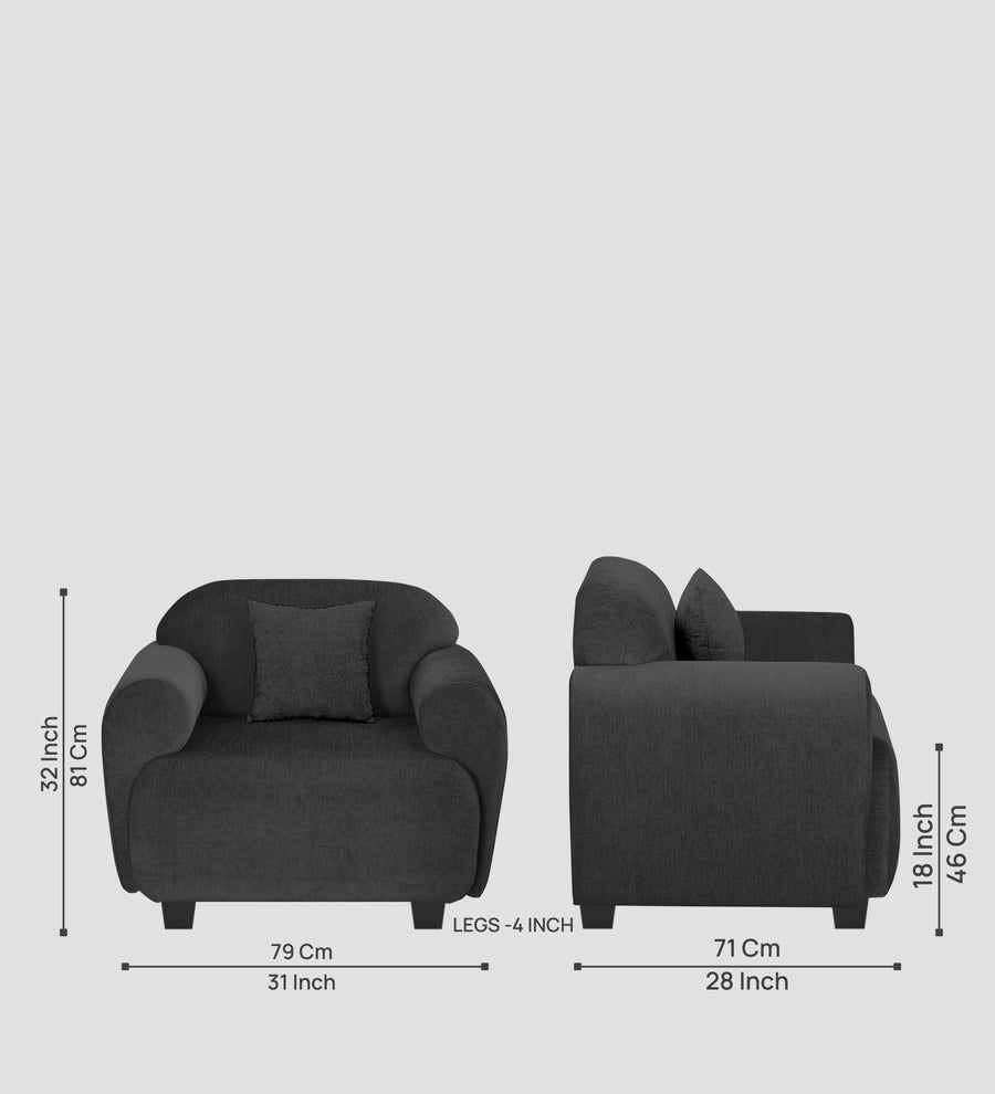 Apollo Fabric 1 Seater Sofa Charcoal Grey Colour - Febonic Living
