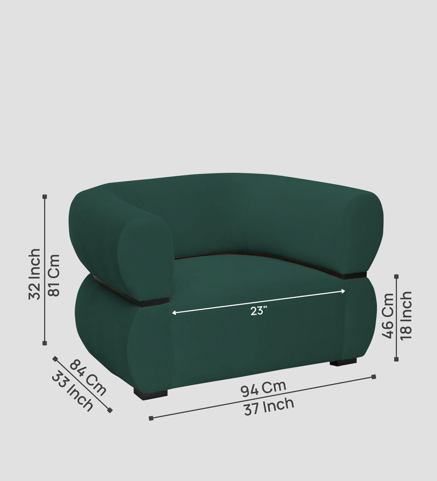 Kula Velvet 1 Seater Sofa In Amazon Green Colour - Febonic Living
