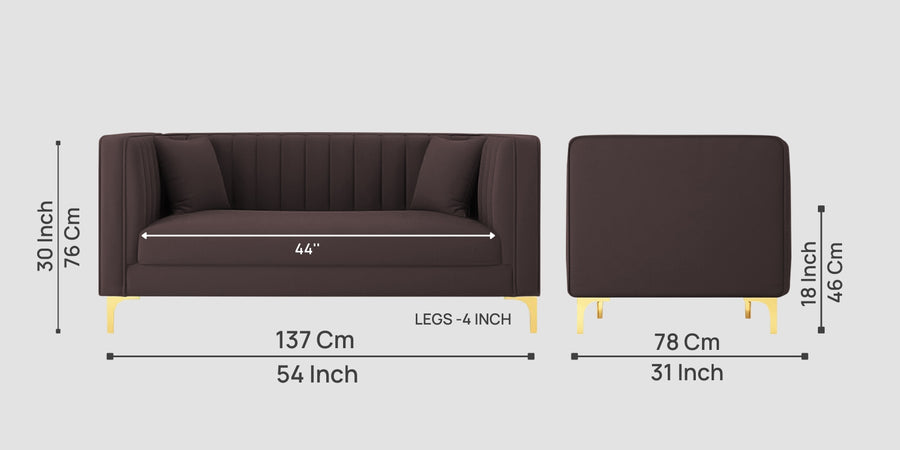 Saban Velvet 2 Seater Sofa In Mocha Brown Colour - Febonic Living