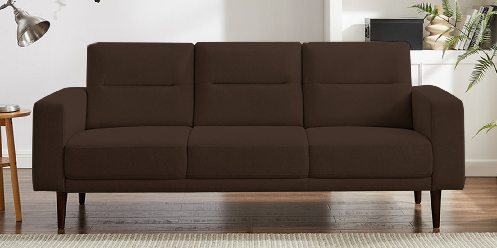 Harbel Fabric 3 Seater Sofa In Cidar Brown Colour