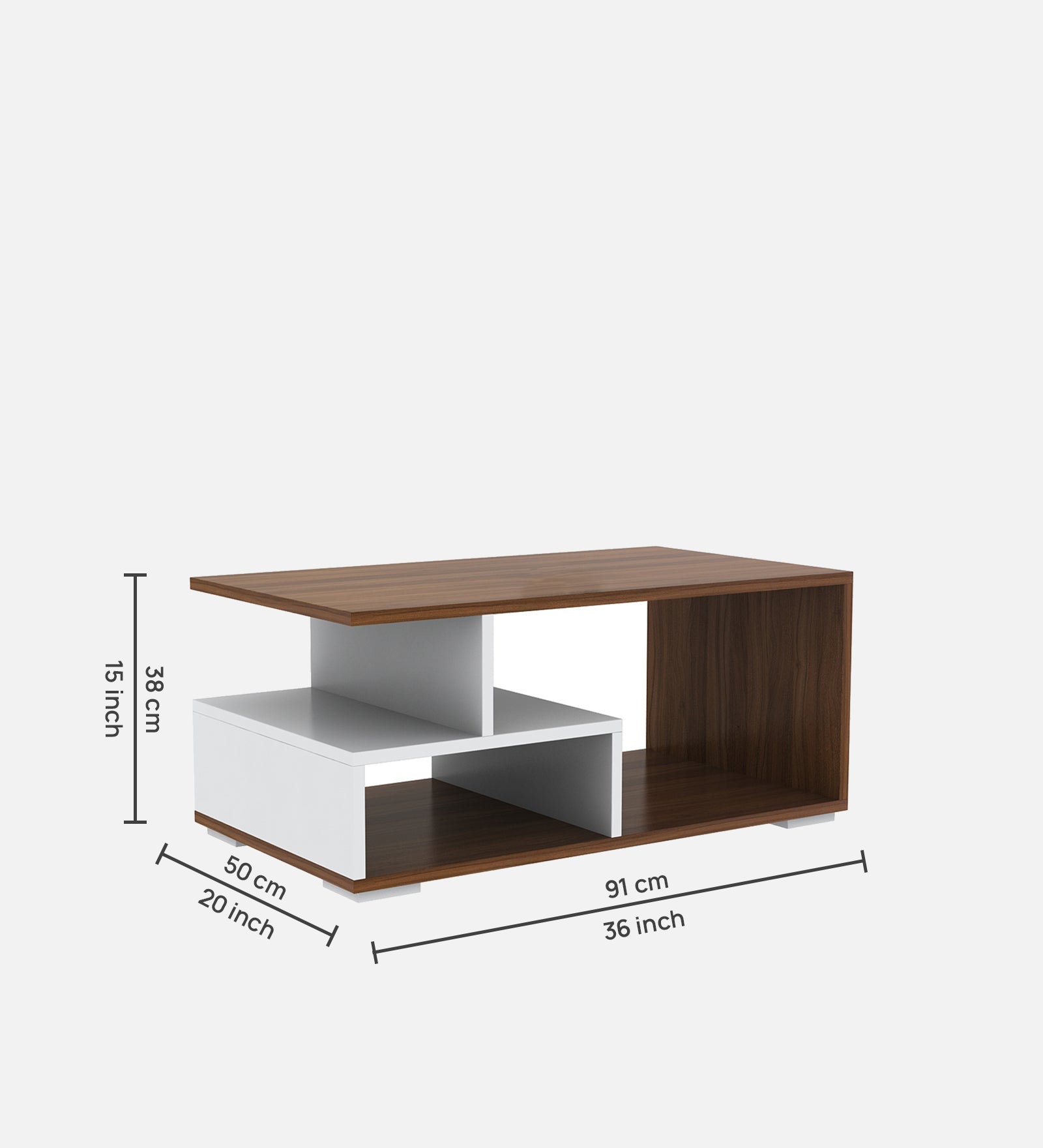 Polo Centre Table In Oral Wallnut & Frosty White Finish