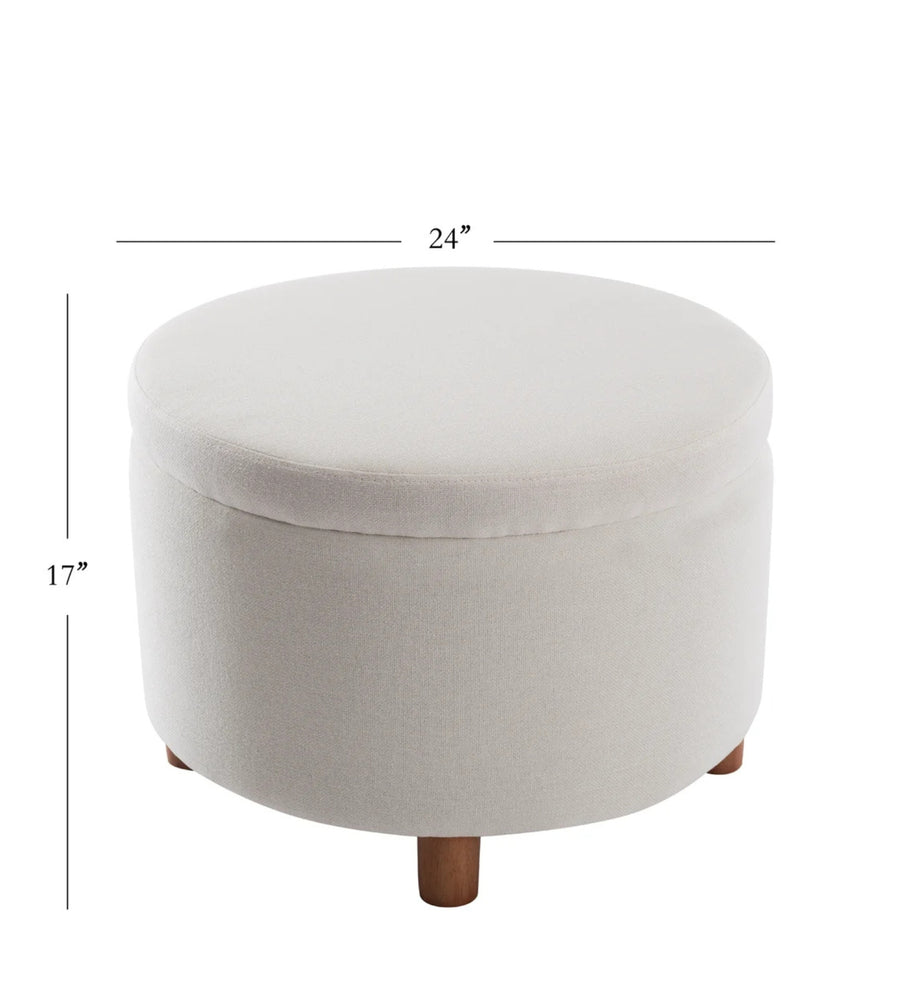 Larky Fabric Ottoman In Lit Grey Colour With Storage - Febonic Living