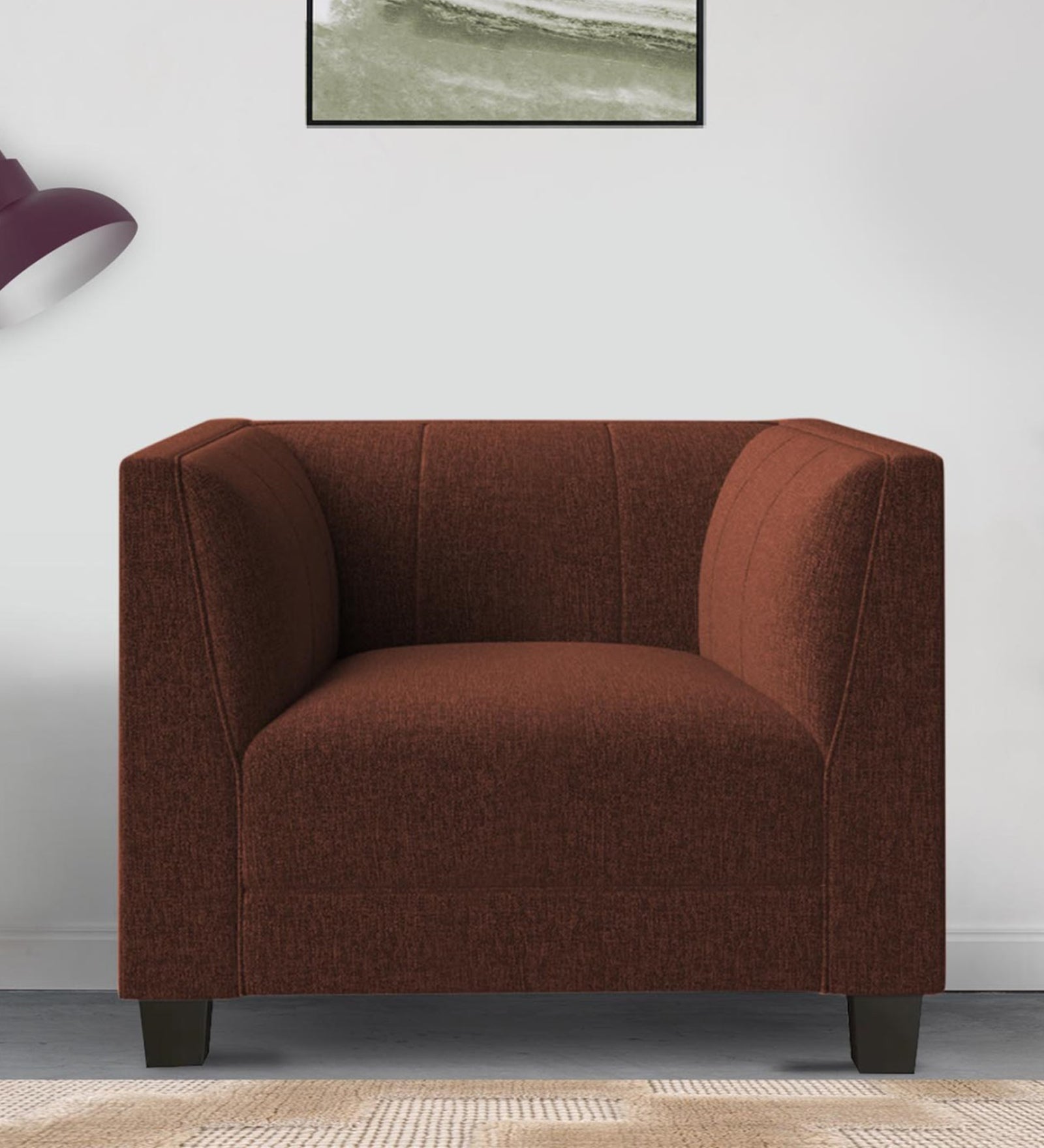 Chastin Fabric 1 Seater Sofa in Coffee Brown Colour