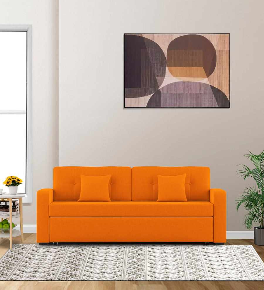 Rocky  3 Seater Pull Out  Cum Bed Fabric Sofa - Vivid Orange by Febonic Living