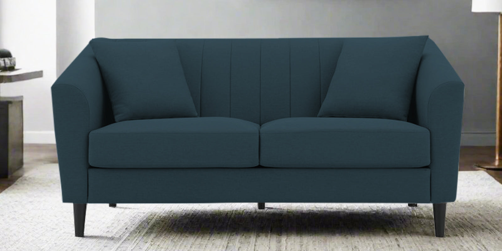 Polon Fabric 2 Seater Sofa In Cool Blue Colour