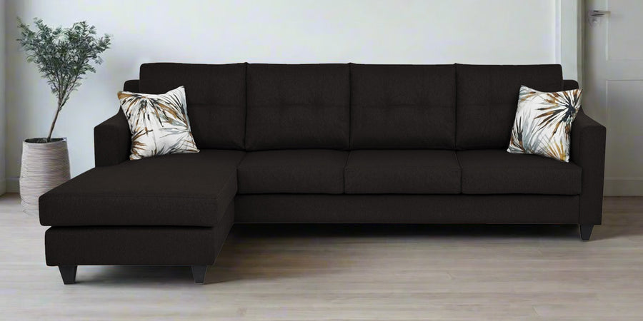 Welly Fabric Rhs Sectional Sofa 3 Lounger In Cara Brown Colour - Febonic Living
