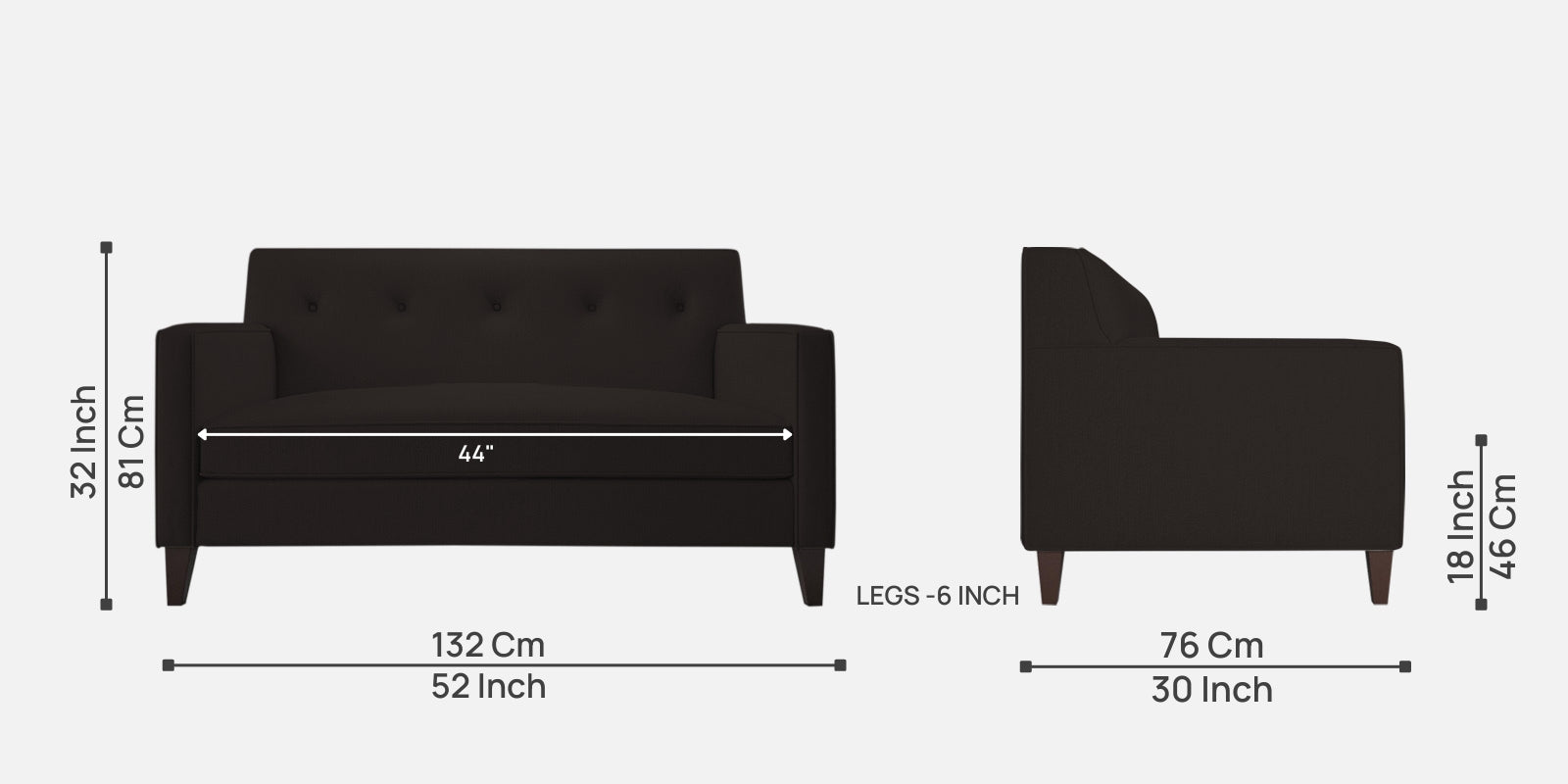 Miller Fabric 2 Seater Sofa in Cara Brown Colour