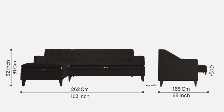 Miller Fabric Rhs Sectional Sofa 3 Lounger In Cara Brown Colour - Febonic Living