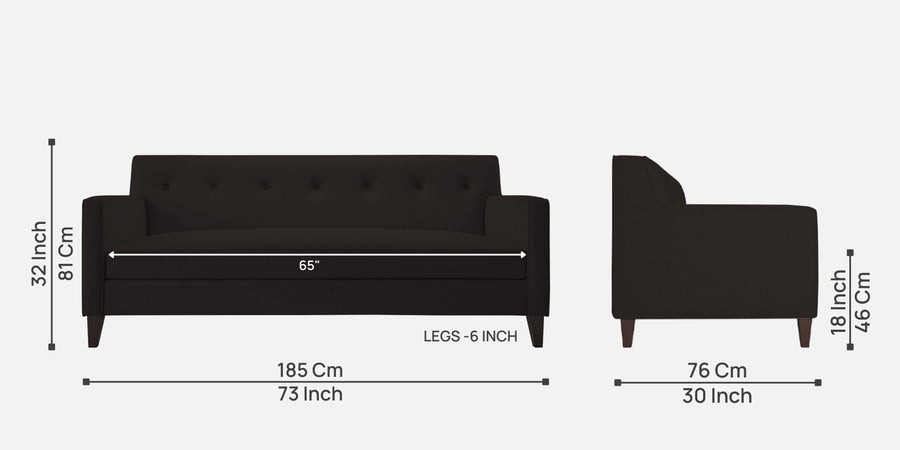 Miller Fabric 3 Seater Sofa In Cara Brown Colour - Febonic Living