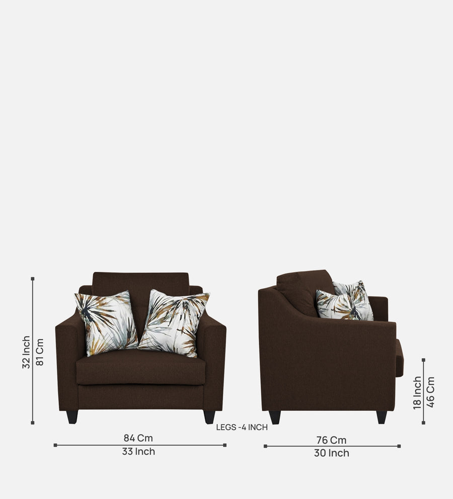 Welly Fabric 1 Seater Sofa In Cidar Brown Colour - Febonic Living
