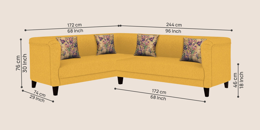 Niki Fabric Corner Sofa In Bold Yellow Colour - Febonic Living