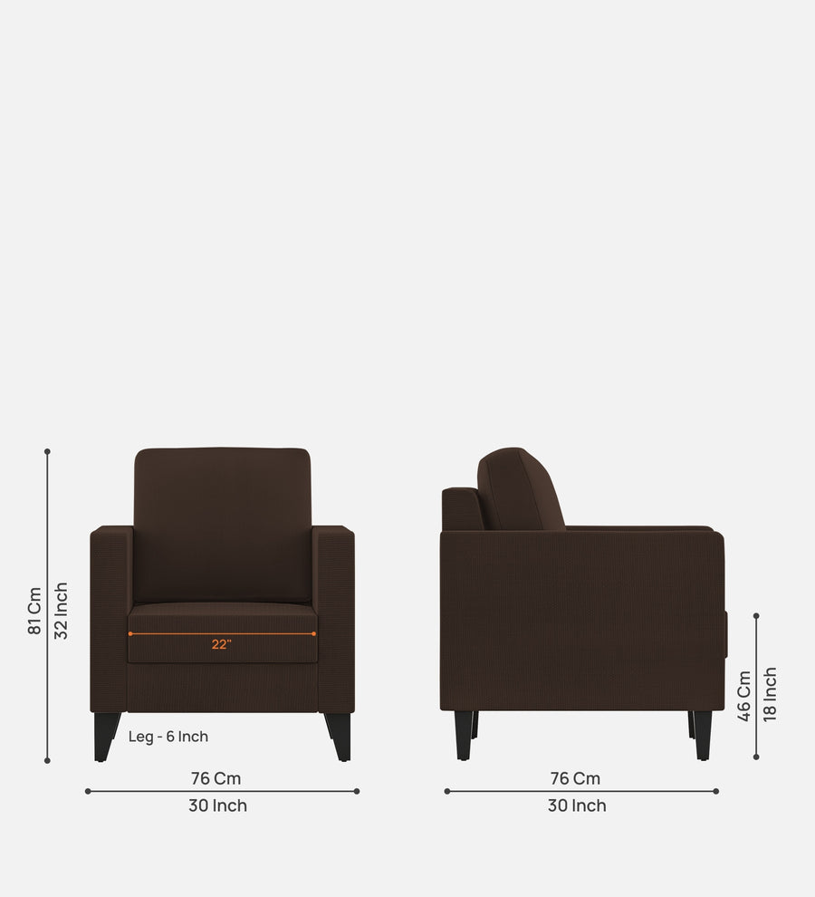 Nori Fabric 1 Seater Sofa In Cidar Brown Colour - Febonic Living