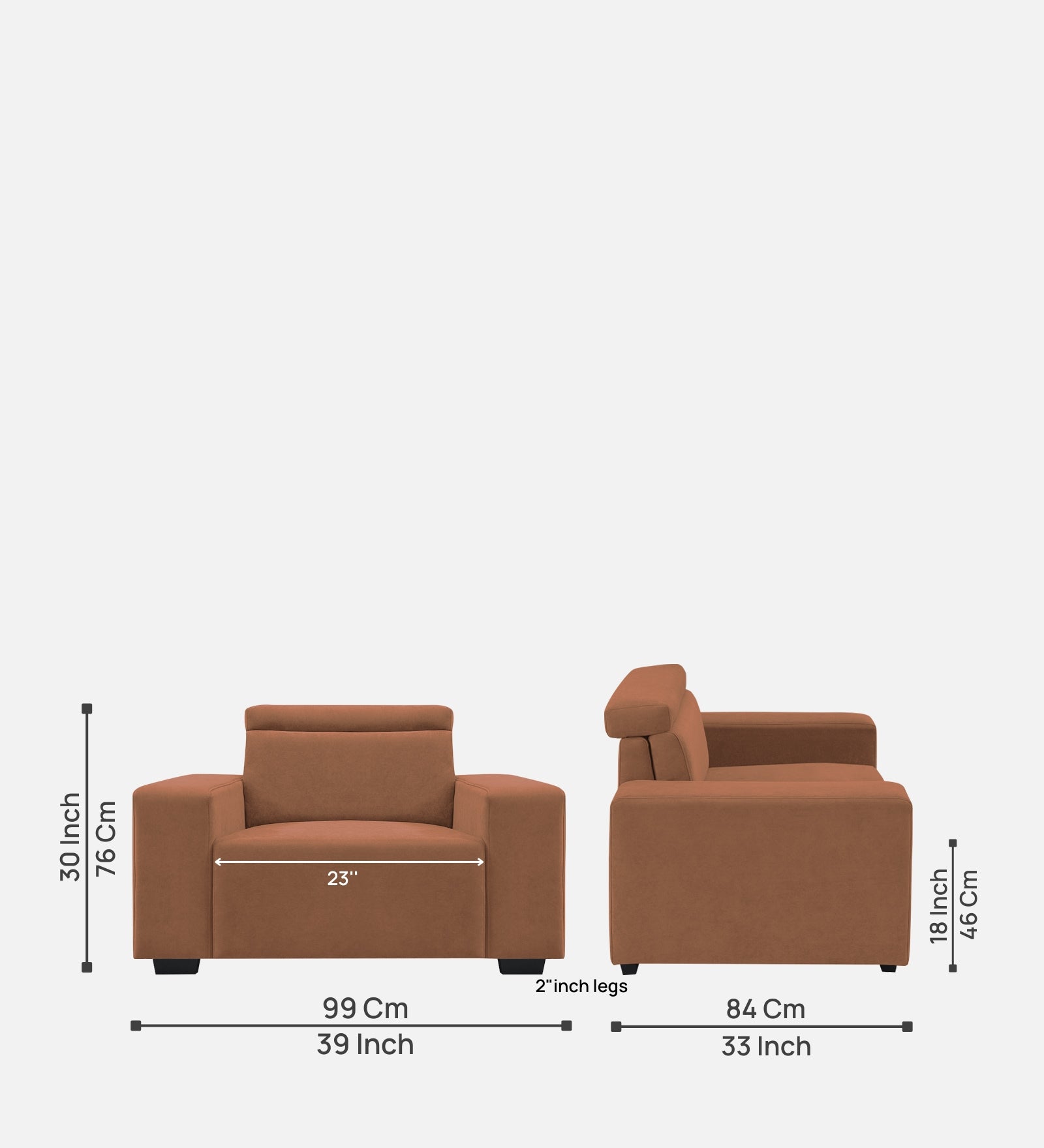 Hiro Fabric 1 Seater Sofa In  Caramel Beige Colour - Febonic Living