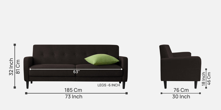 Marq Fabric 3 Seater Sofa In Cara Brown Colour - Febonic Living