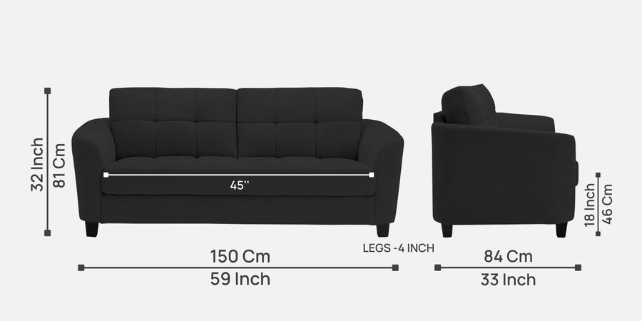 Mulan Fabric 2 Seater Sofa In Bitter Black Colour - Febonic Living