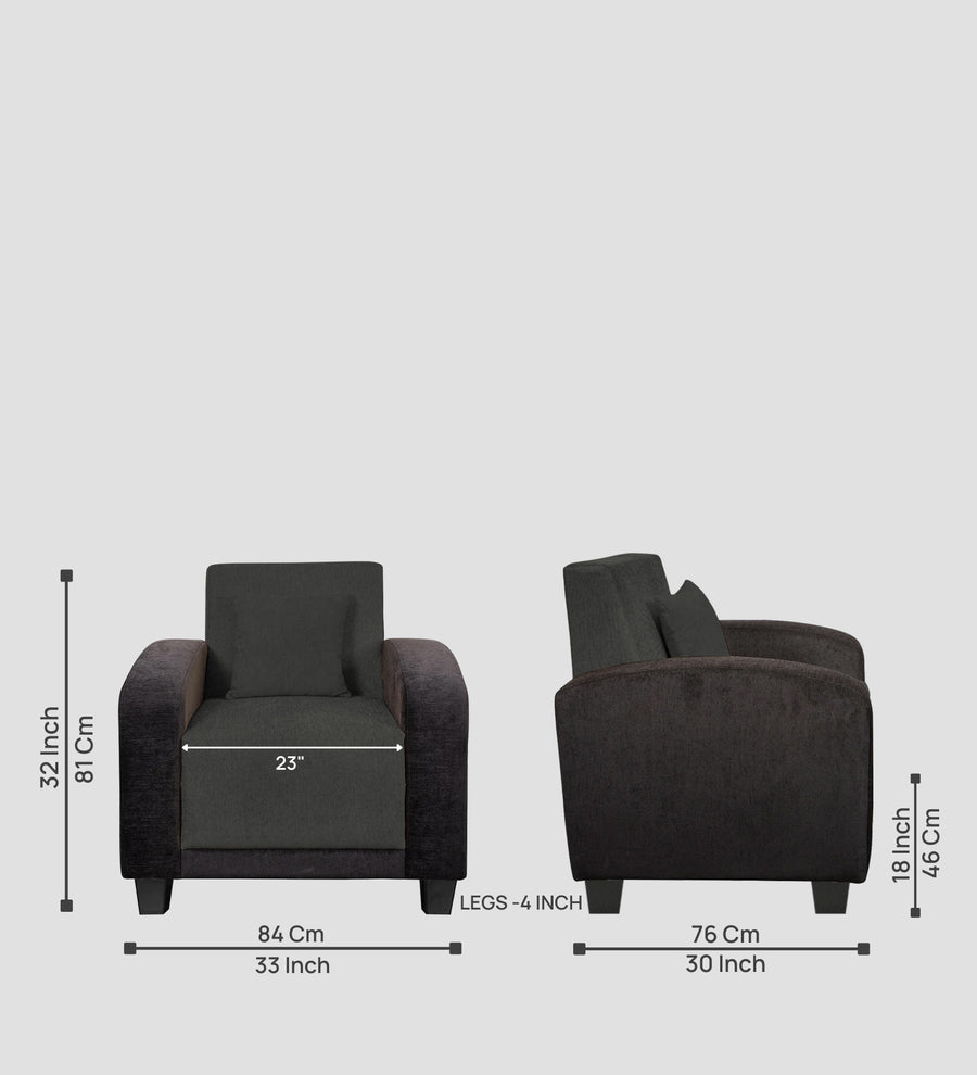 Alex Fabric 1 Seater Sofa In Charcoal Grey Colour - Febonic Living