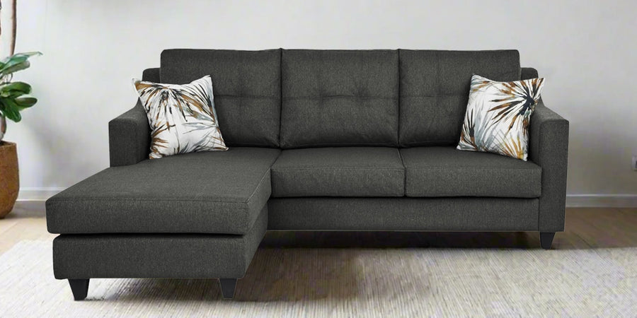 Welly Fabric Rhs Sectional Sofa 2 Lounger In Charcoal Grey Colour - Febonic Living