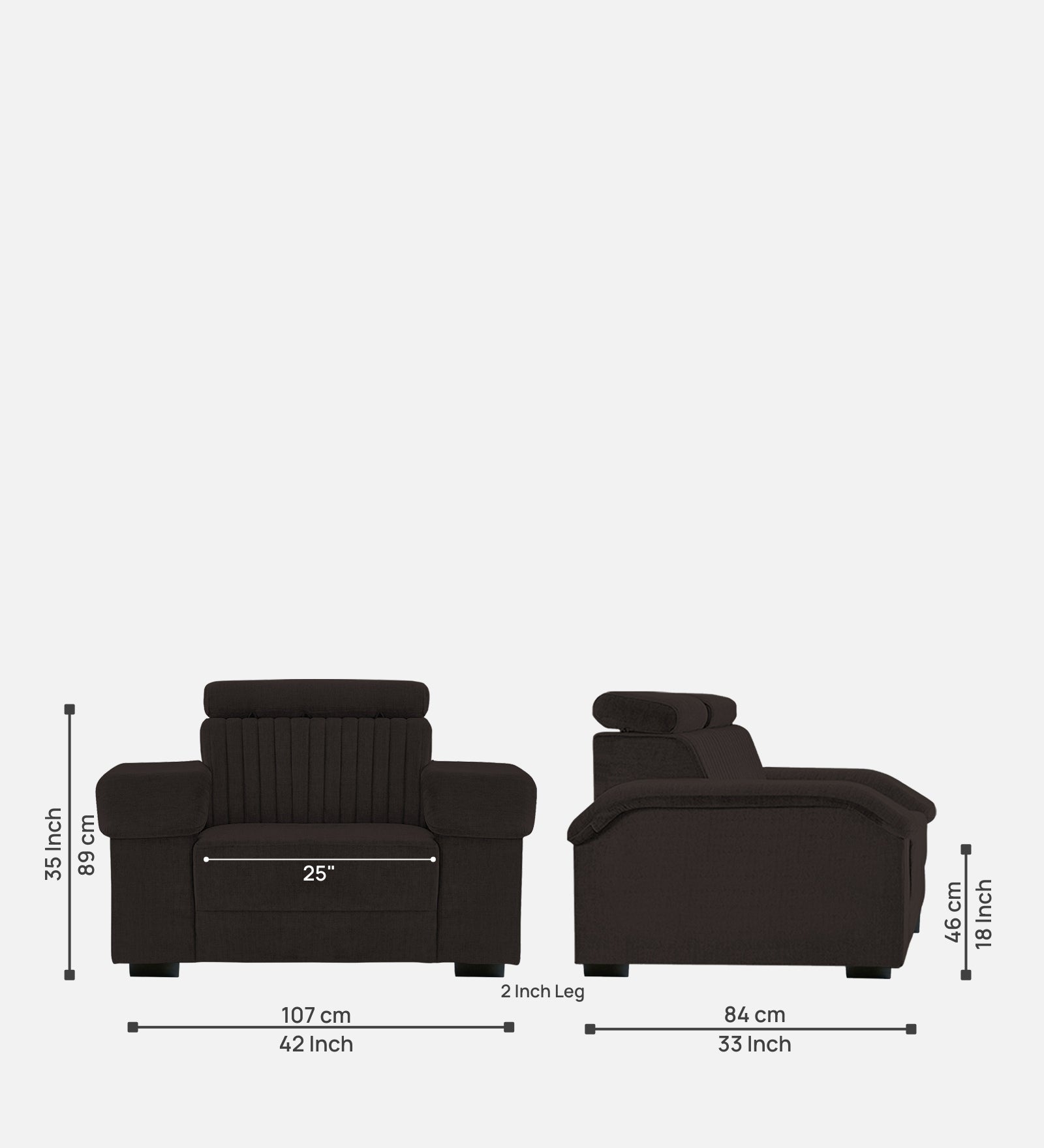 Draco Fabric 1 Seater Sofa In  Cara Brown Colour - Febonic Living